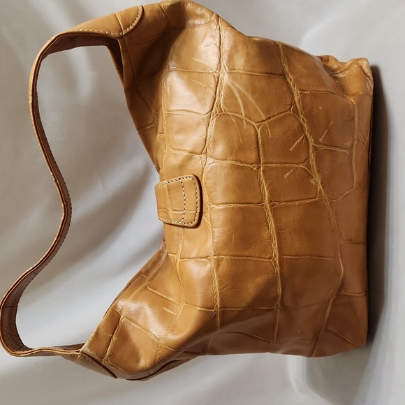 Dooney & Bourke Tan Croc Embossed Leather Shoulder Bag - Picture 2 of 16